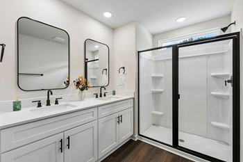 Walk in surround shower with glass door
